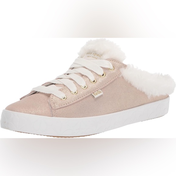 kate spade Shoes - Kate Spade Women’s Shimmering Gold Sneakers with White Fur